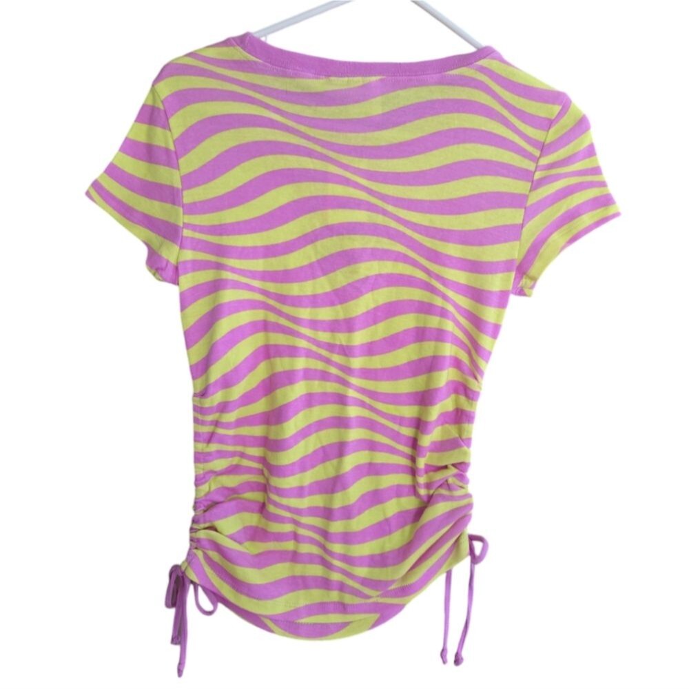 LISA SIMPSON STRIPED RUNCHED TIE TEE - M - Picture 2 of 6